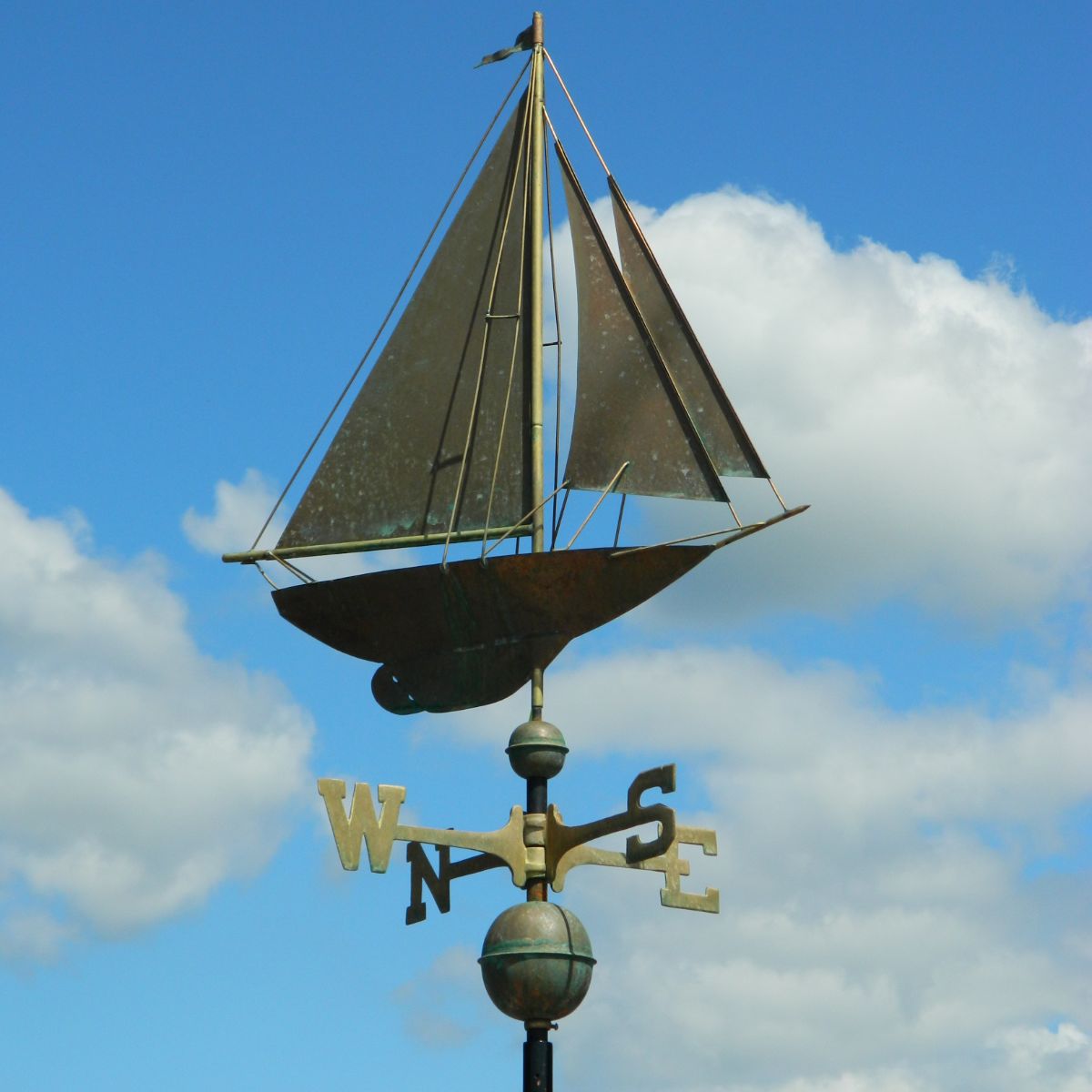 Copper Weathervanes Large Pure Copper Aged Verdigris Racing Sloop Weathervane